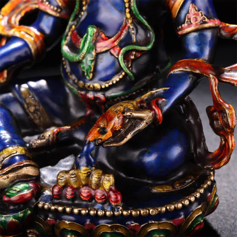 Estatuilla amarilla de Jambhala Bodhisattva, estatua de cobre de serenidad, decoración del hogar