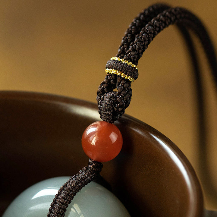 Colgante redondo natural del collar de la suerte de la hebilla de la paz del jade gris del jade