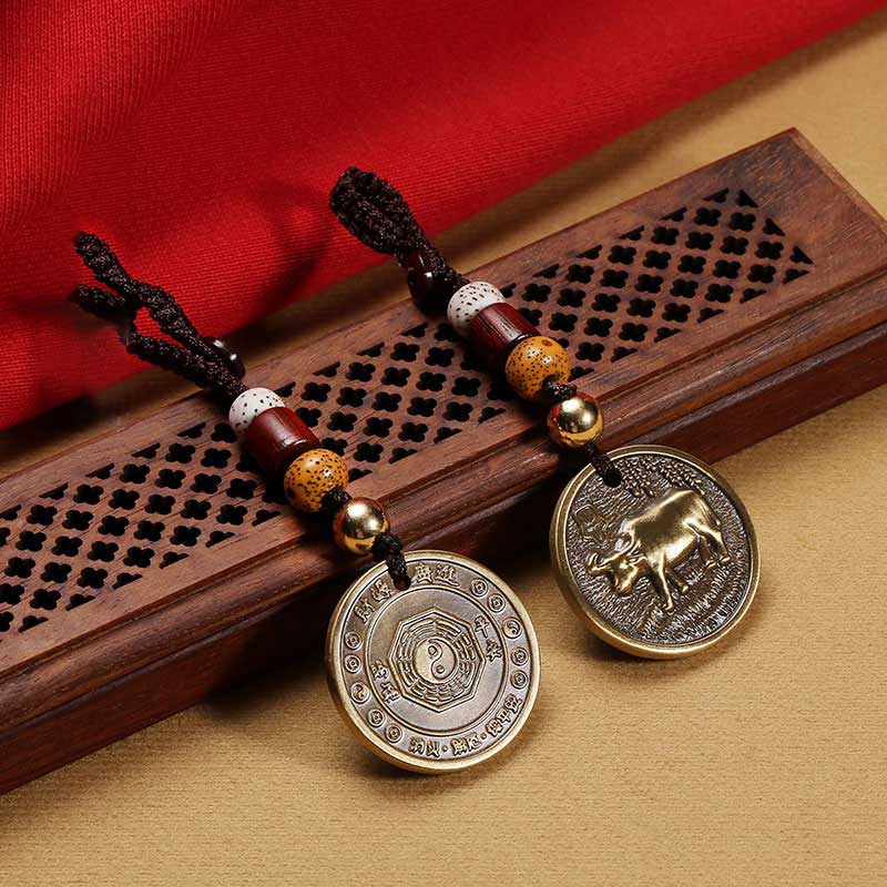 Decoración del llavero de la suerte de cobre del zodiaco chino