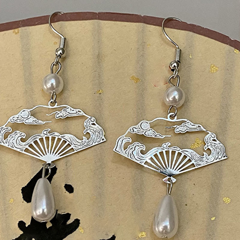 Pendientes colgantes curativos con perlas y nubes propicias, Buddha Stones