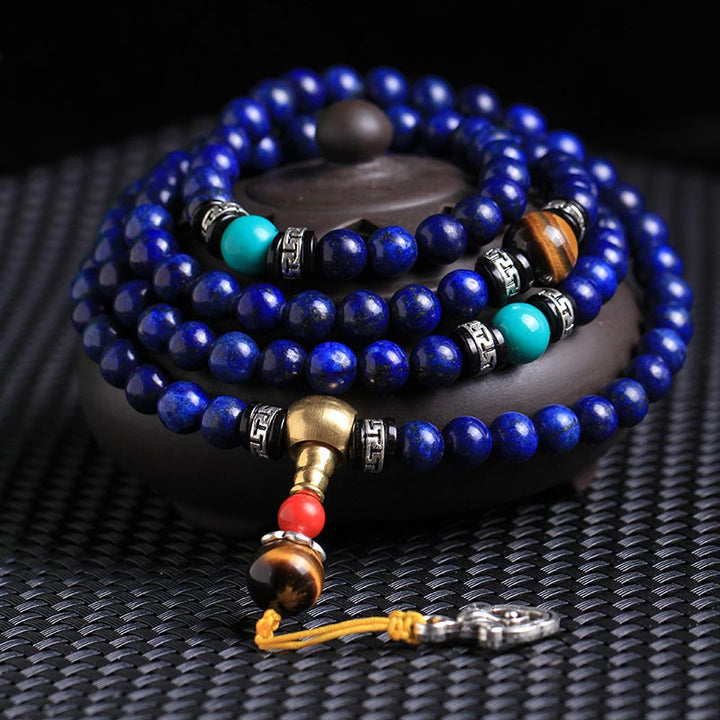 Pulsera Positiva De Lazurita Con 108 Cuentas De Buddha Stones Mala