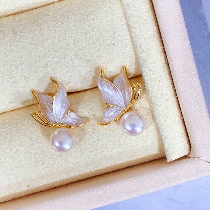 Pendientes de plata de ley 925 con Buddha Stones , chapados en cobre, oro, perlas naturales, mariposa, sabiduría