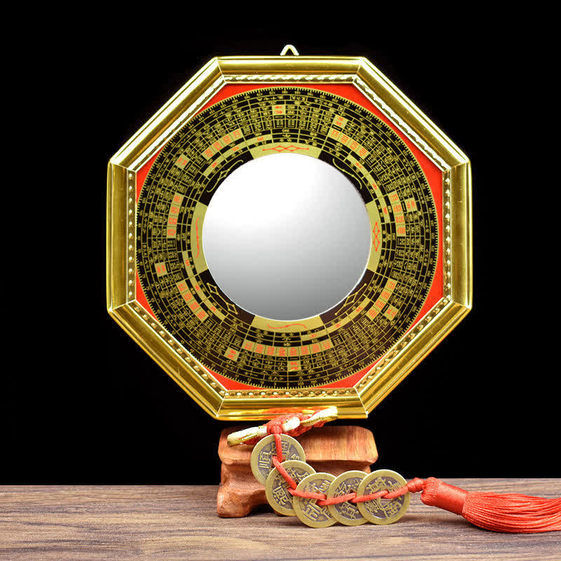 Feng Shui Bagua Mapa Monedas de los Cinco Emperadores Calabaza Equilibrio Sala de Estar Mapa de energía Espejo