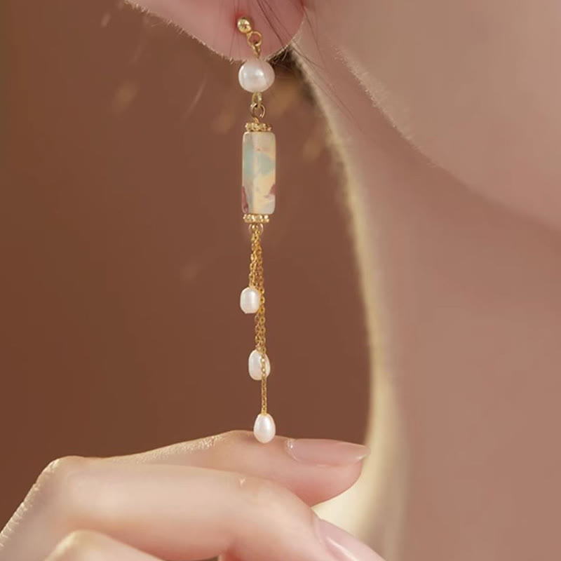 Pendientes colgantes curativos con perlas de piedra Shoushan, postes de plata de ley 925 con Buddha Stones