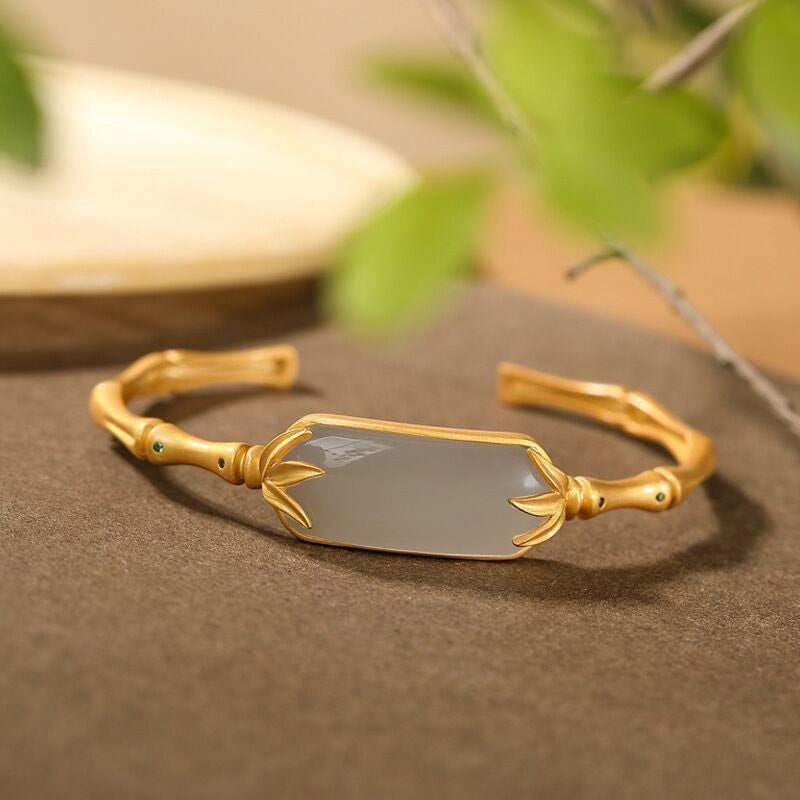 Pulsera de la suerte de jade blanco de plata de ley 925 con Buddha Stones, brazalete ajustable