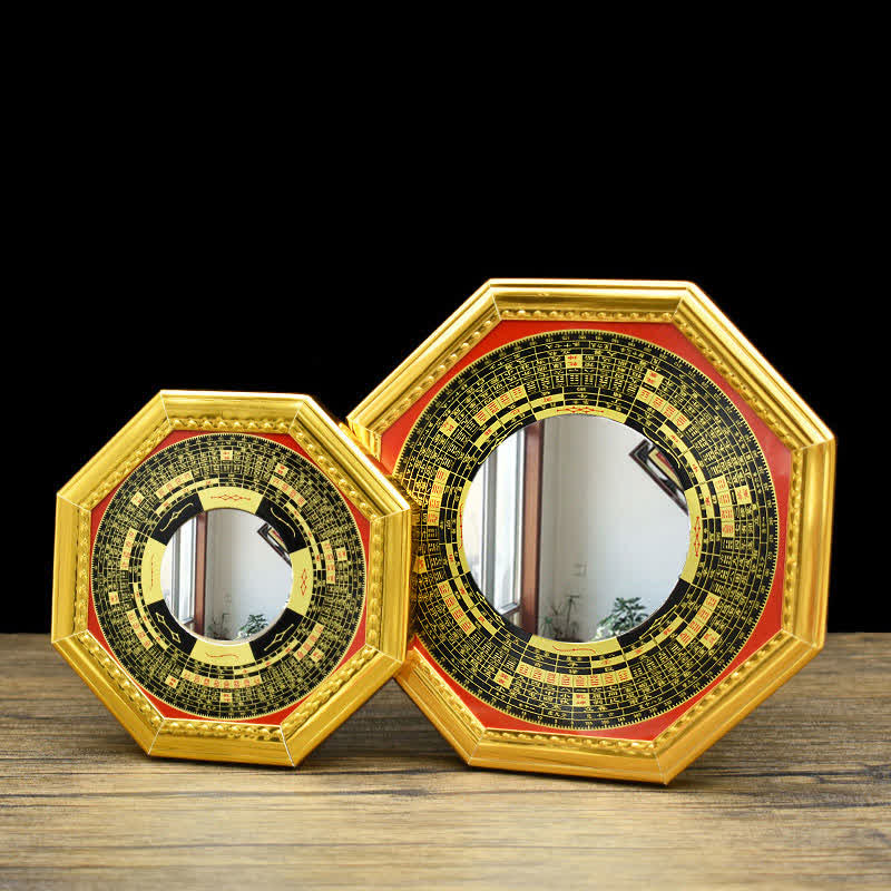 Feng Shui Bagua Mapa Monedas de los Cinco Emperadores Calabaza Equilibrio Sala de Estar Mapa de energía Espejo