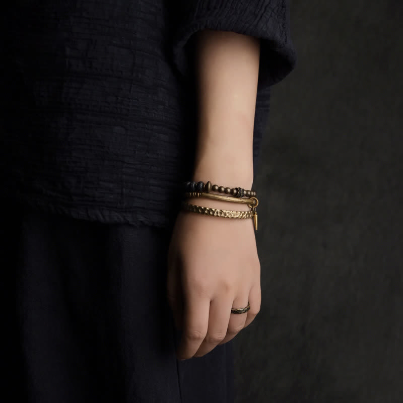 Brazalete de pulsera de equilibrio de cobre de piedra de roca de lava