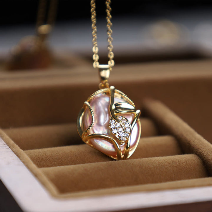 Collar con colgante de sinceridad de flores de perlas barrocas naturales de cobre chapado en oro de 18 Buddha Stones