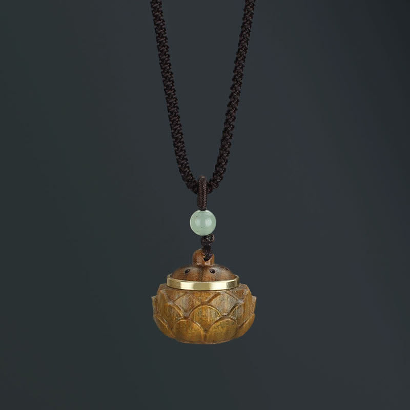 Buddha Stones Tíbet Sándalo Verde Palisandro Om Mani Padme Hum Loto Collar Calmante Positivo Colgante - Sándalo verde de loto - image 9