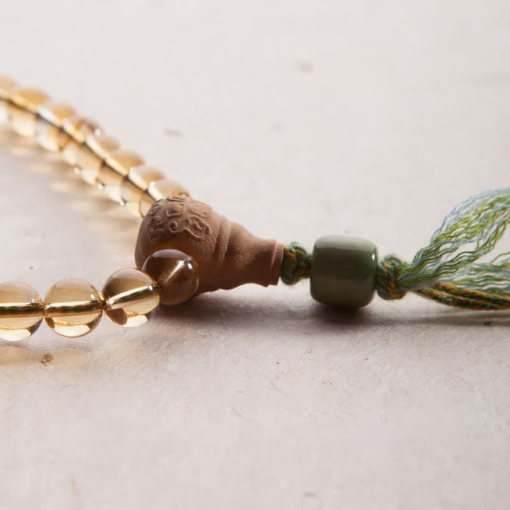 108 cuentas Mala de plata de ley 925, citrino, sándalo, turquesa, protección, pulsera de prosperidad