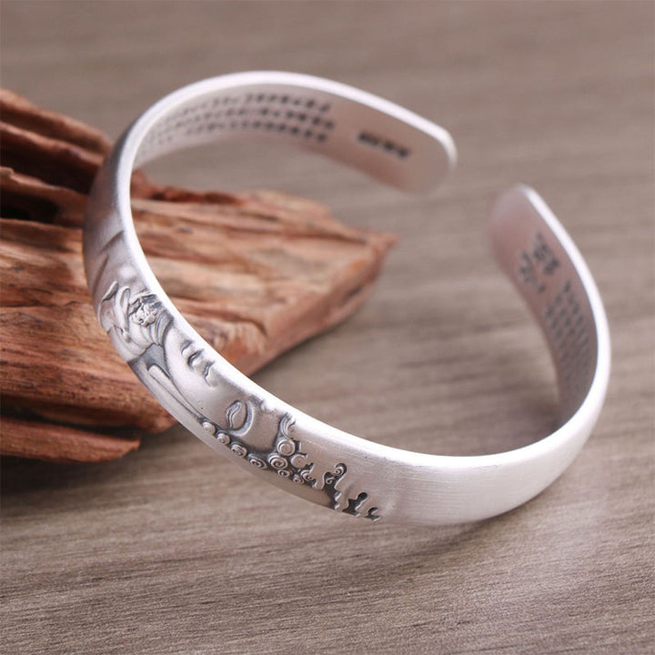 Pulsera de plata de ley 999 con Buddha Stones , cabeza de Buda, corazón, Sutra Serenity