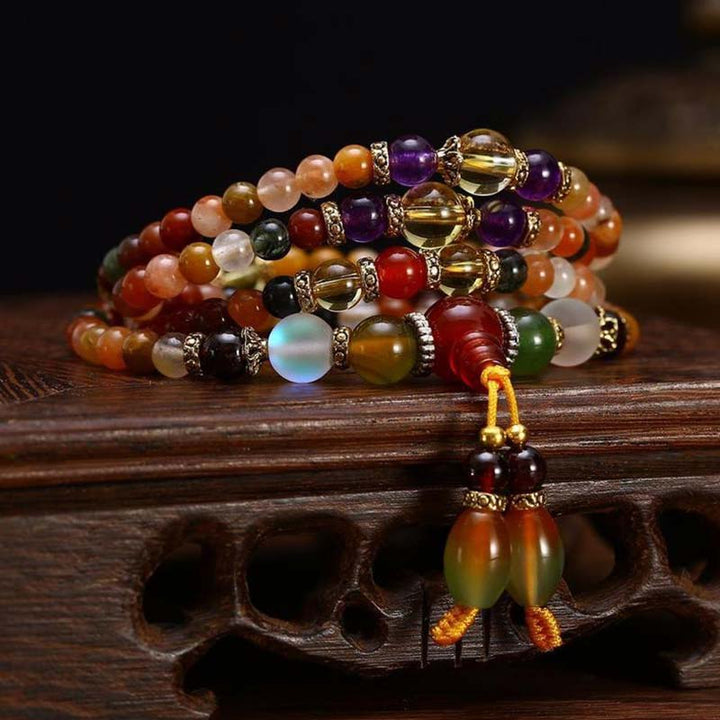 Buddha Stones La pulsera curativa de cuarzo 108 Mala