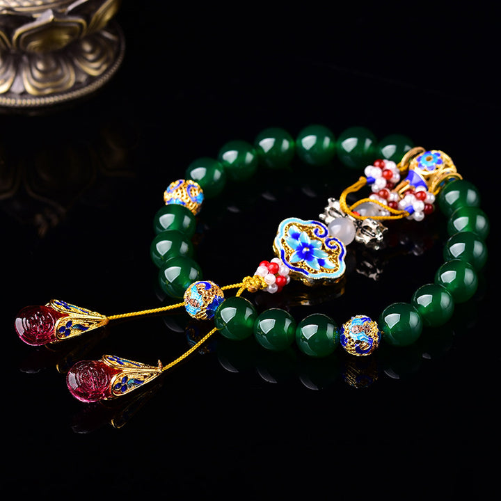 Ágata verde Natural muñeca Mala éxito encanto bolsillo Mala decoración del coche