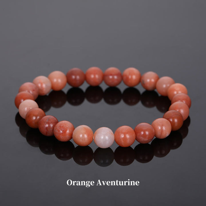 Pulsera de cuentas curativas de cuarzo con piedra natural de piedras de Buddha Stones - 8 mm - Aventurina naranja - image 48