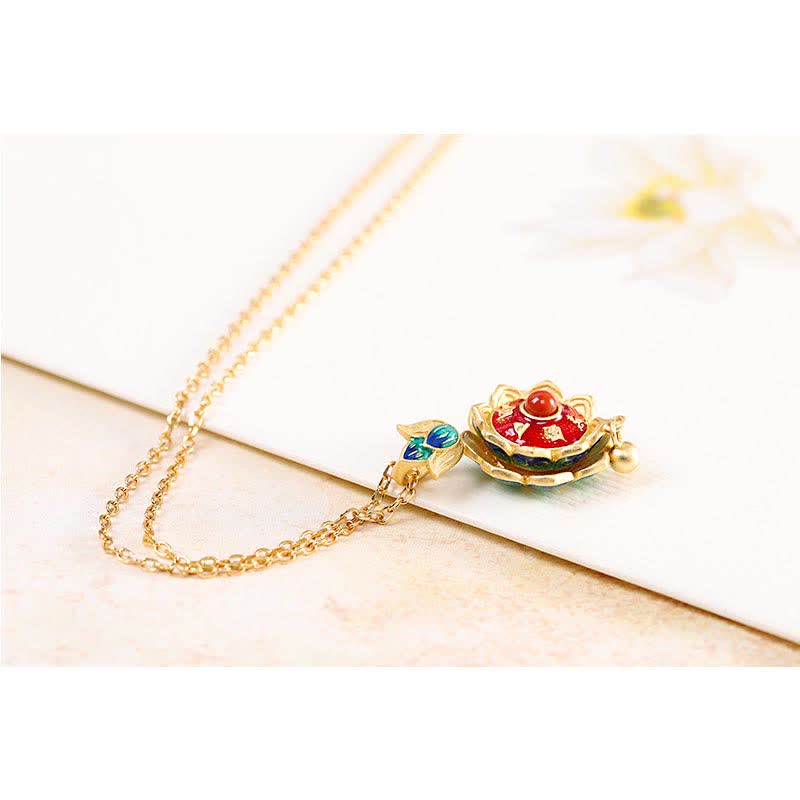 Colgante de plata de ley 925 con rueda de oración de loto del Tíbet y ágata roja - image 10