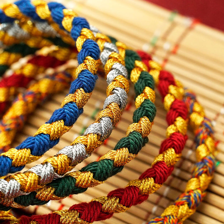 Pulsera trenzada de la suerte con cuerda a escala de dragón, cinco dioses tibetanos hechos a mano con Buddha Stones