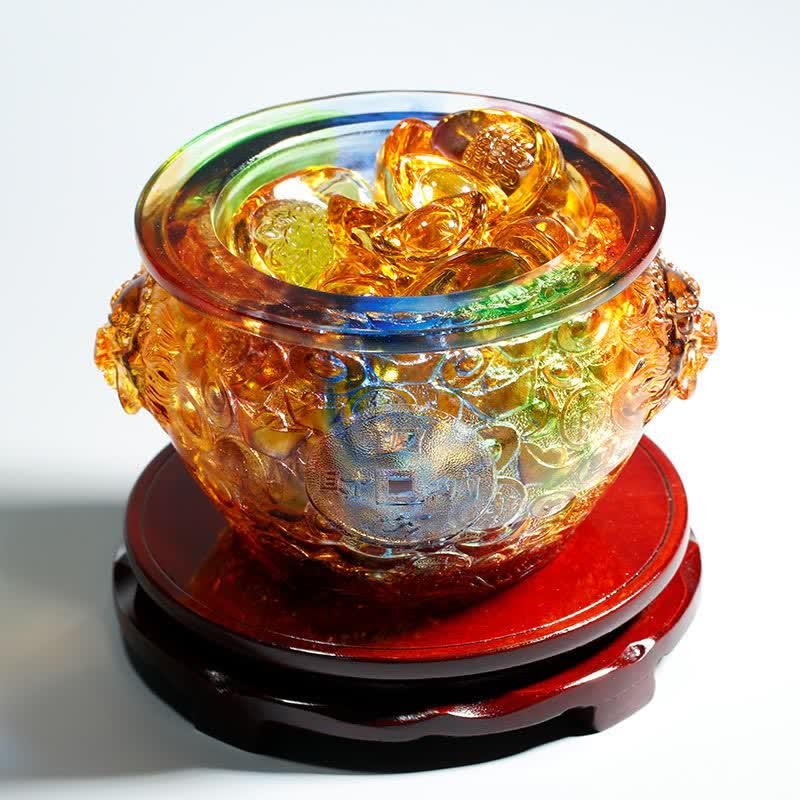 Pieza de arte hecha a mano de Liuli Crystal Treasure Bowl para decoración del hogar