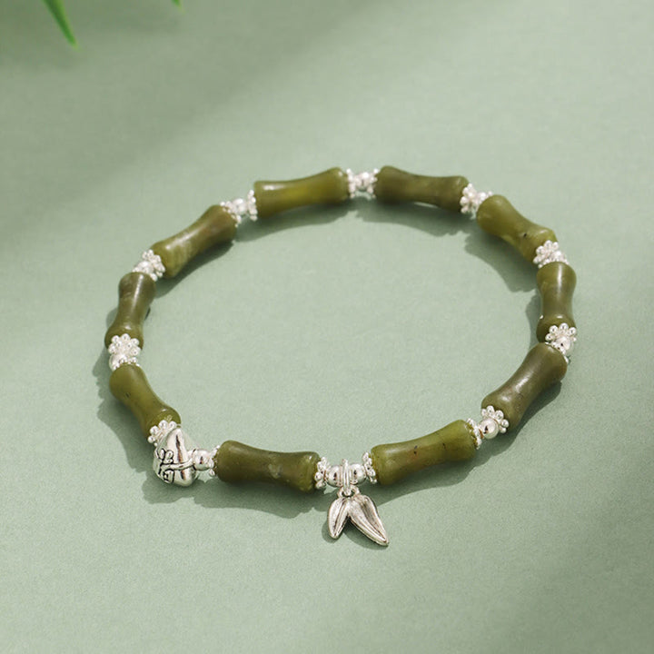 Buddha Stones Peridoto Jade Blanco Fresa Cuarzo Aventurina Verde Bambú Fu Carácter Suerte Pulsera