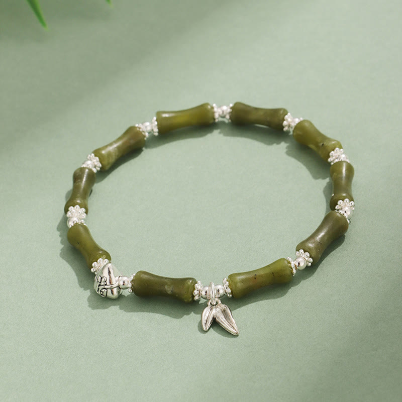 Buddha Stones Peridoto Jade Blanco Fresa Cuarzo Aventurina Verde Bambú Fu Carácter Suerte Pulsera