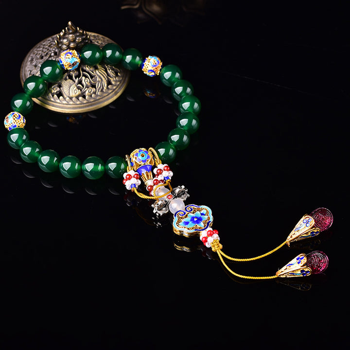 Ágata verde Natural muñeca Mala éxito encanto bolsillo Mala decoración del coche