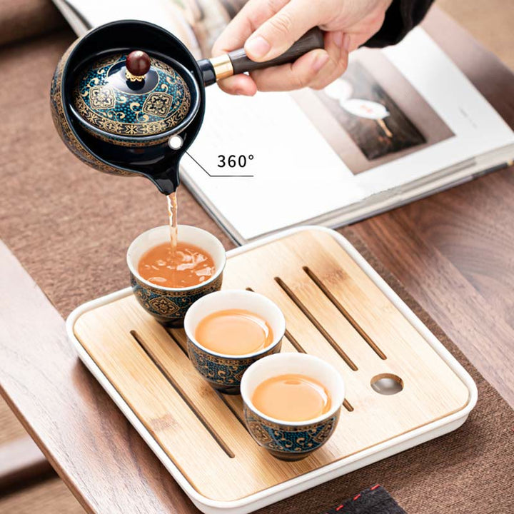 Juego de té chino Gongfu con Buddha Stones , tetera de cerámica, bolsa de regalo portátil