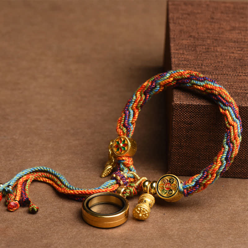 Pulsera de cuerda con nudo de reencarnación colorida, atrapasueños, Om Mani Padme Hum tibetano, Buddha Stones