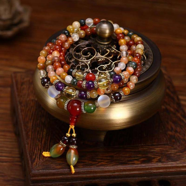 Buddha Stones La pulsera curativa de cuarzo 108 Mala