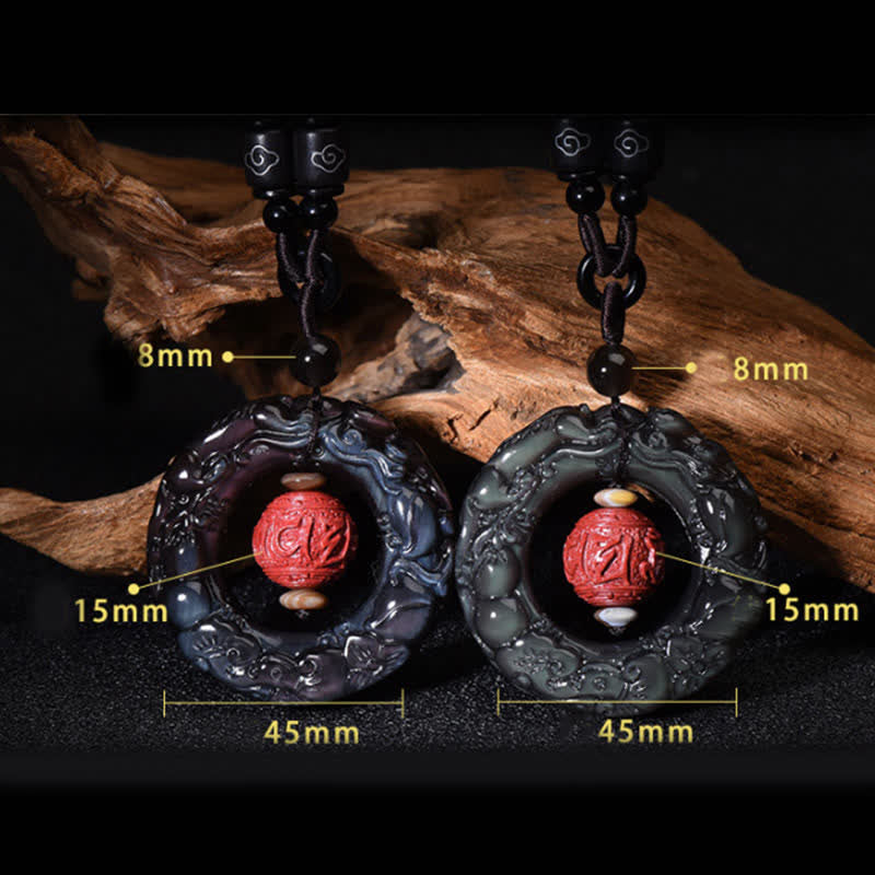 Colgante de collar curativo de cinabrio PiXiu de obsidiana arcoíris Natural FengShui de Buddha Stones - image 11