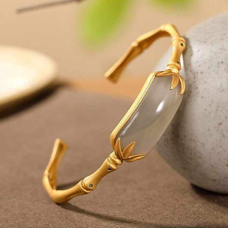 Pulsera de la suerte de jade blanco de plata de ley 925 con Buddha Stones, brazalete ajustable