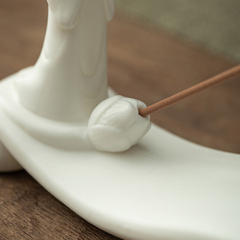 Quemador de incienso de cerámica con bendición de montaña, ola de mar, monje Buda, decoración