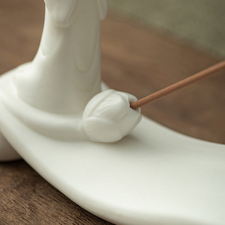 Quemador de incienso de cerámica con bendición de montaña, ola de mar, monje Buda, decoración