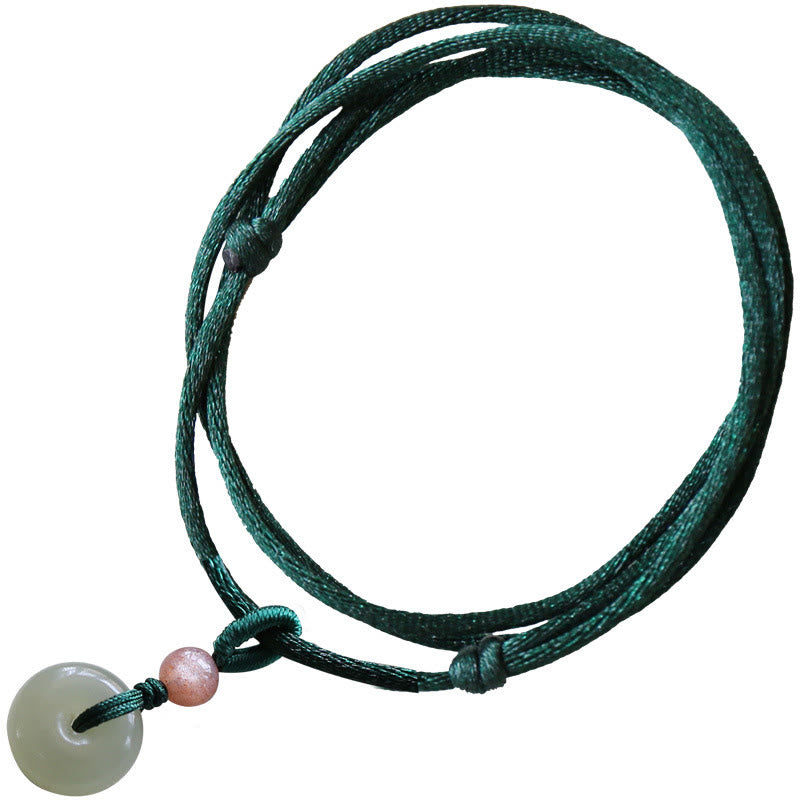 Colgante de collar de cadena de abundancia de loto con hebilla de paz de Jade redondo Natural - image 6