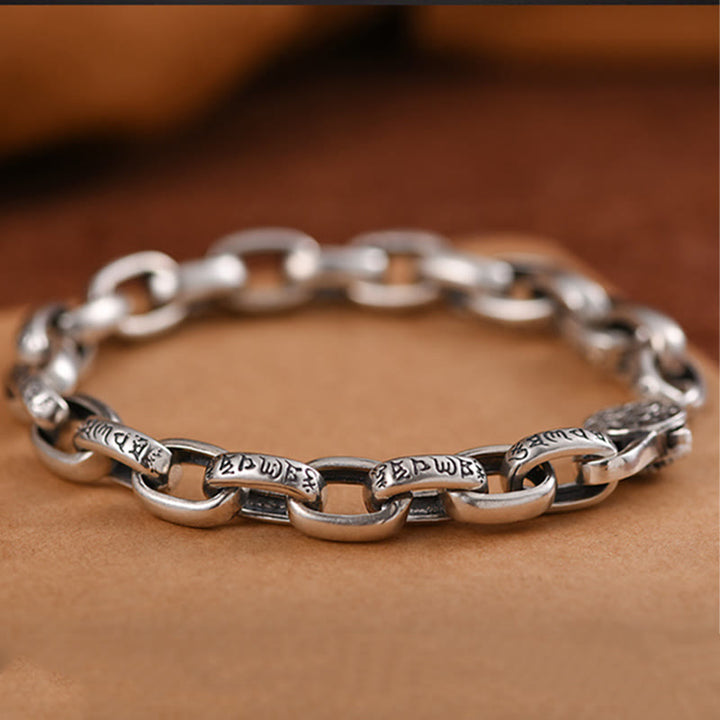 Pulsera de sabiduría grabada en cobre con Buddha Stones Om Mani Padme Hum doble Dorje