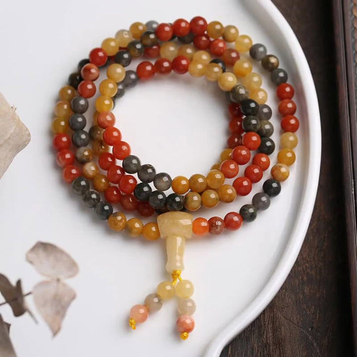 Pulsera de protección Mala de ágata roja natural de 108 cuentas