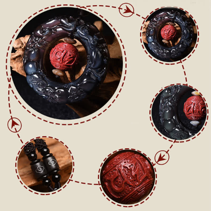 Colgante de collar curativo de cinabrio PiXiu de obsidiana arcoíris Natural FengShui de Buddha Stones - image 10