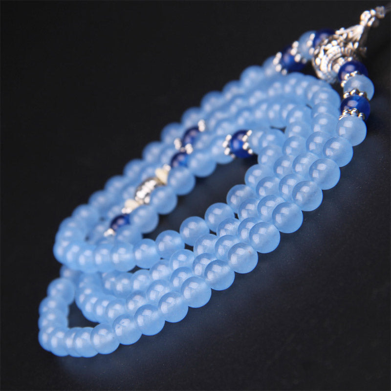 Pulsera curativa de cristal azul de 108 cuentas Mala