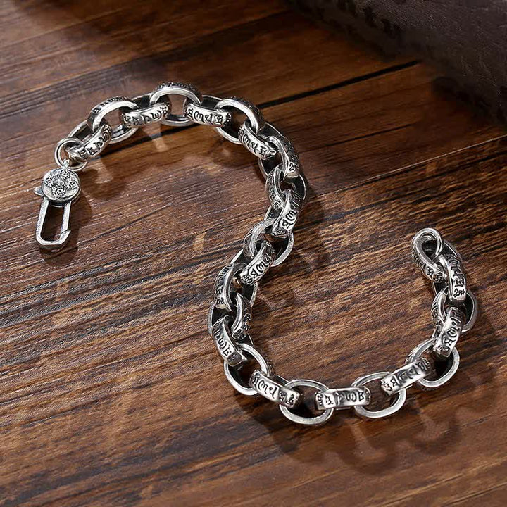 Pulsera de plata de ley 925 con grabado Om Mani Padme Hum de la paz