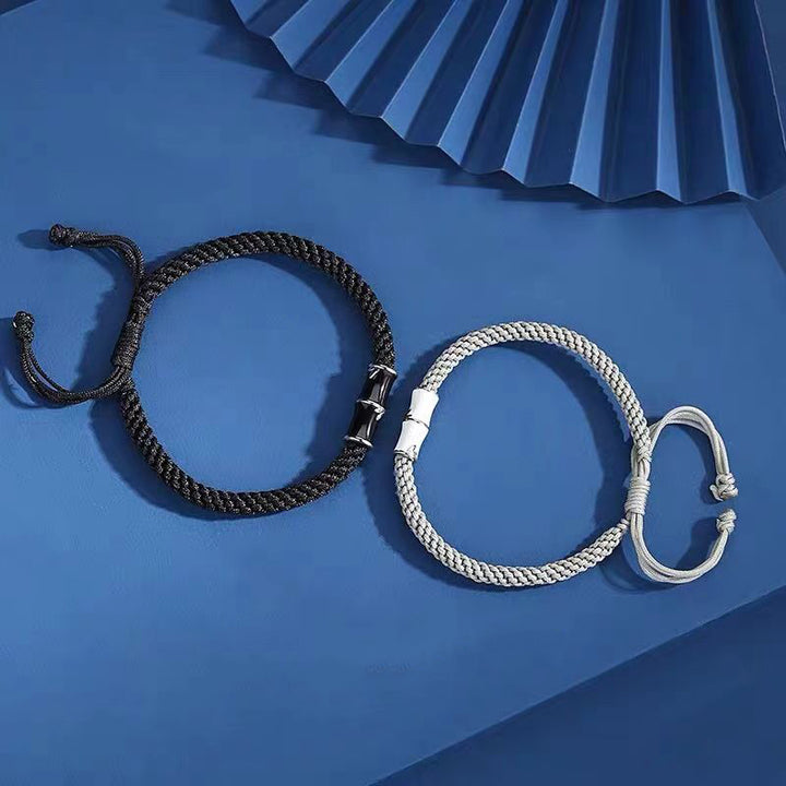 Pulsera de cuerda de pareja curativa con patrón de bambú de Buddha Stones