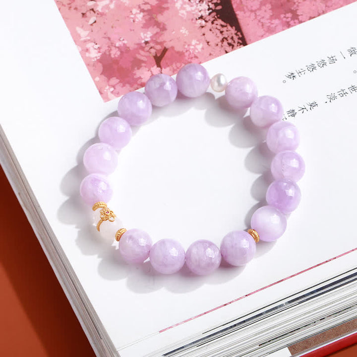 Kunzite Hetian White Jade Gourd Love Pulsera de crecimiento espiritual