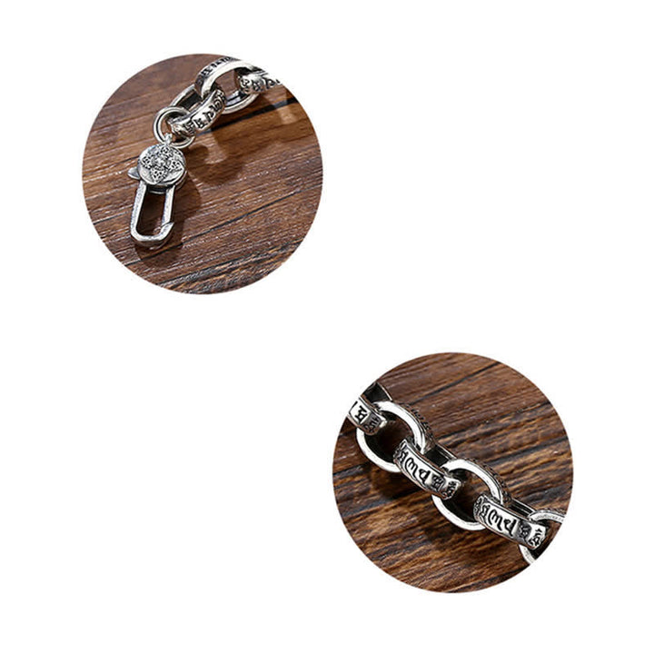 Pulsera de plata de ley 925 con grabado Om Mani Padme Hum de la paz