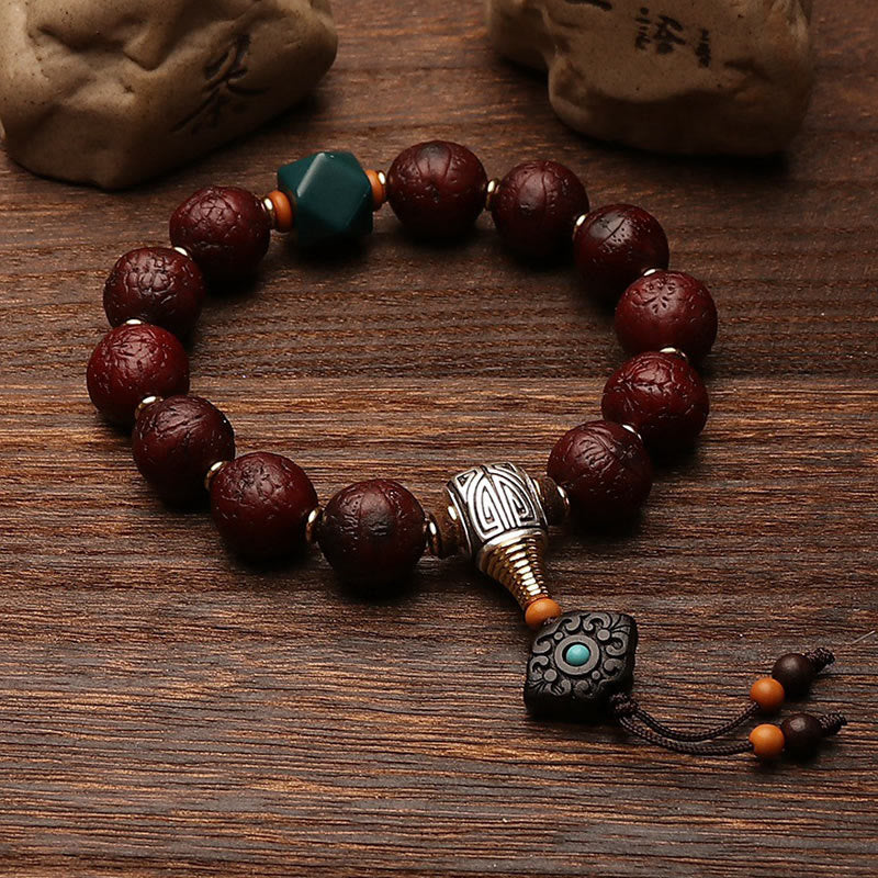 Cuenta de ágata de semilla de Bodhi tibetana, abalorio de borla de suerte y riqueza, Mala para muñeca