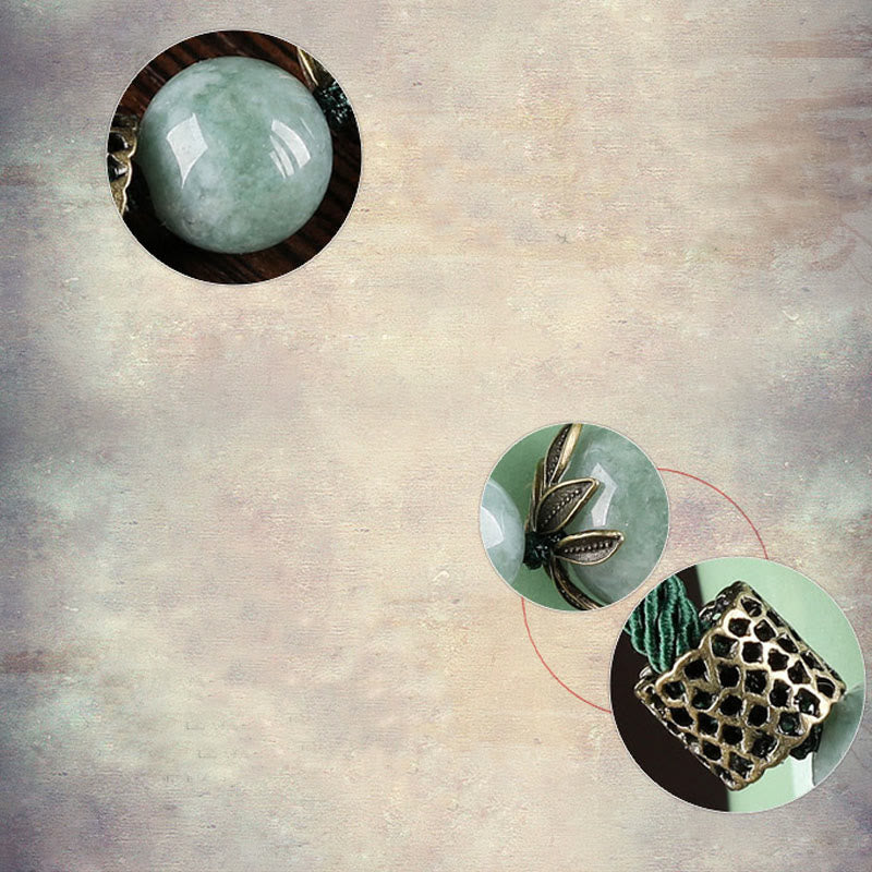 Pulsera de prosperidad con cuentas de jade de la suerte y cuerda verde hecha a mano con Buddha Stones