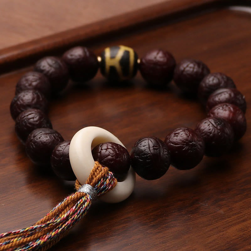 Cuenta de ágata de semilla de Bodhi tibetana, abalorio de borla de suerte y riqueza, Mala para muñeca