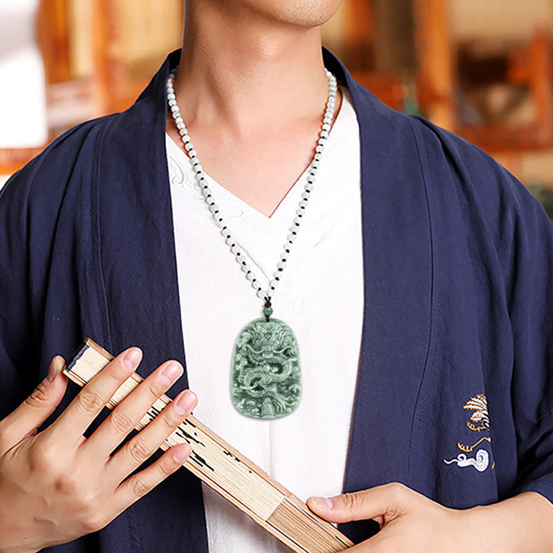 Buddha Stones Dragón del Zodíaco Chino Jade Collar de Prosperidad Colgante de Cadena de Cuentas - image 9