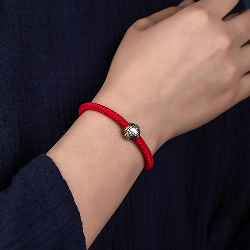 Pulsera trenzada con nudo de King Kong, hecha a mano, de Plata de Ley 925 con Buddha Stones , Om Mani Padme Hum, protección de la suerte, Tíbet