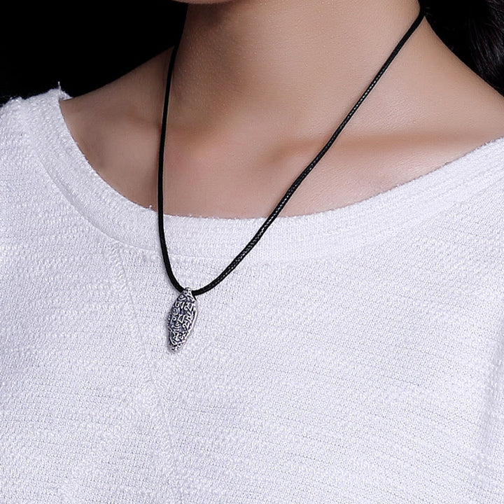 Colgante de plata de ley 925 tibetana con Buddha Stones Om Mani Padme Hum Dorje Vajra, colgante de fuerza grabado - image 5