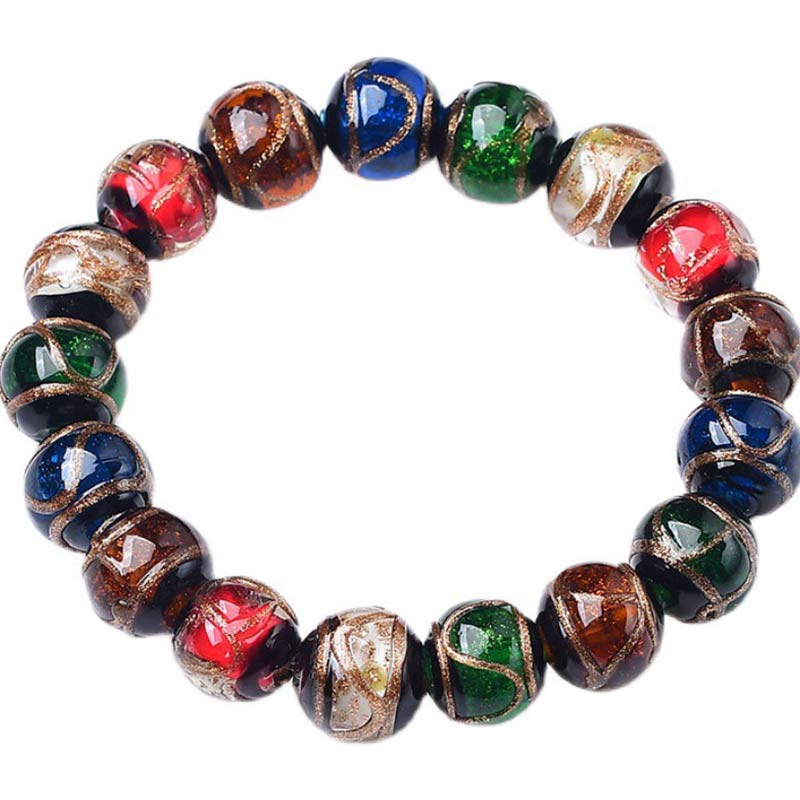 Pulsera de la suerte con cuentas de cristal de Liuli de colores y Buddha Stones