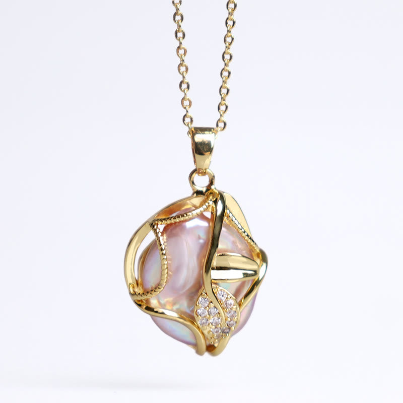 Collar con colgante de sinceridad de flores de perlas barrocas naturales de cobre chapado en oro de 18 Buddha Stones