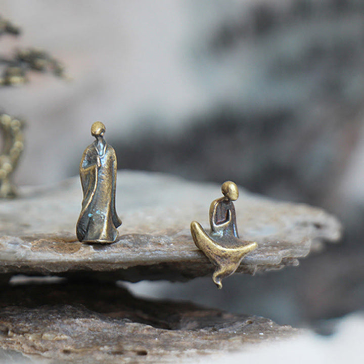 Buddha Stones Mini meditación Buda Metal monje serenidad decoración del hogar
