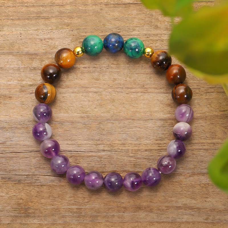 Juego de pulsera purificadora de amatista tibetana con Buddha Stones